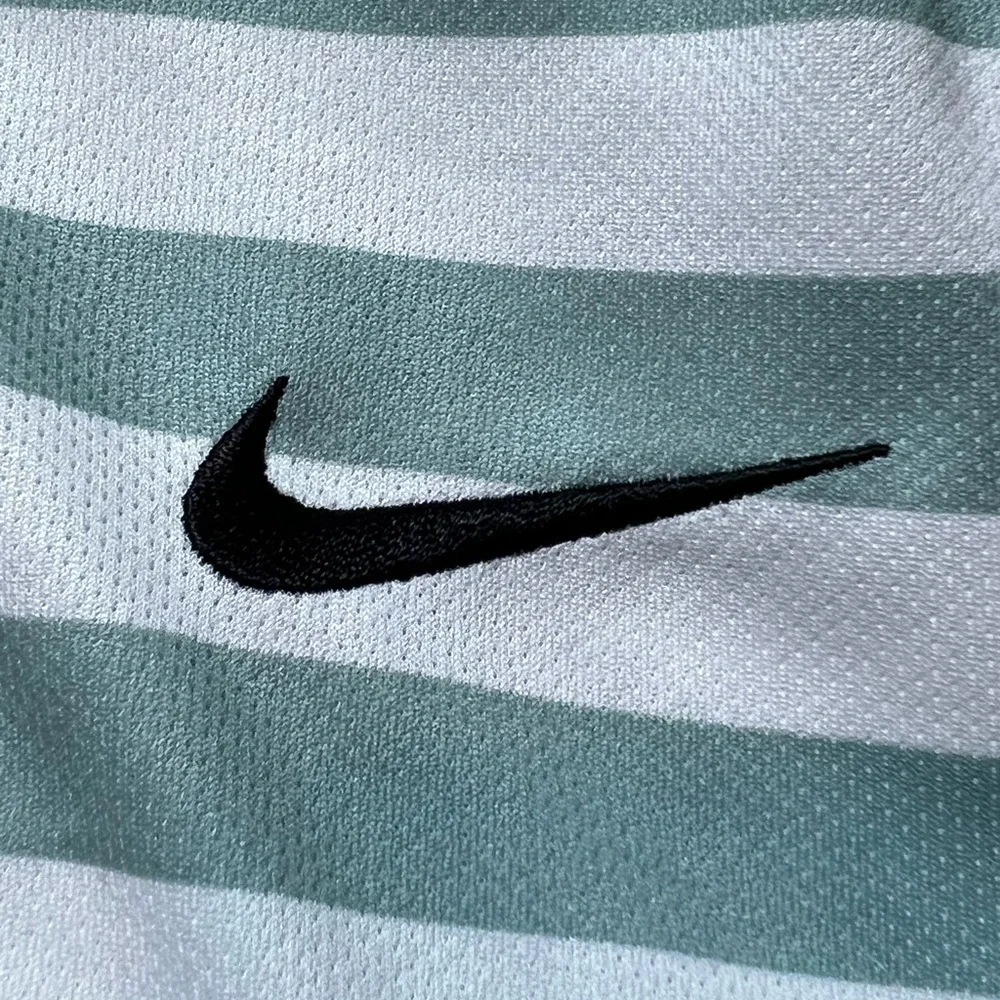 Nike Dri-FIT Mens Golf Polo Shirt Green/teal White Striped Size Large FZ7446-395